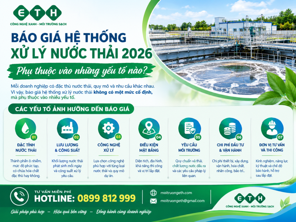 Báo Giá Hệ Thống Xử Lý Nước Thải 2026 Phụ Thuộc Yếu Tố Nào?